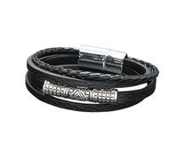 HUIANGLIYG Bracelet Vintage Viking Valknut en Cuir pour Homme, Tressé À La Main, avec Fermoir Magnétique. Un Cadeau Attentionné pour Papa, Mari, Fils Ou Petit Ami. Noir, 20 Cm.
