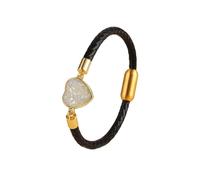 HUIANGLIYG Bracelets en Cuir de Cœur pour Femmes Bracelets Tressés Faits Main avec Un Cœur Scintillant en Cristal Bohème, Bracelet Fin Bijoux Féminins Uniques pour Le Quotidien Druzy Opalescen