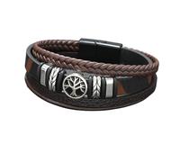 HUIANGLIYG Bracelets en Cuir Life Tree pour Hommes, Bracelets Tressés en Cuir Tressé À Plusieurs Couches, Brassard Unisexe, Brassard Magnétiques Unisexe, Bijoux de Noël Cadeaux pour Lui Café