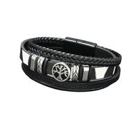 HUIANGLIYG Bracelets en Cuir Life Tree pour Hommes, Bracelets Tressés en Cuir Tressé À Plusieurs Couches, Brassard Unisexe, Brassard Magnétiques À Poignet, Bijoux de Noël Cadeaux pour Lui No
