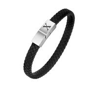 HUIANGLIYG Bracelets en Cuir pour Hommes, Réglables, Tissés Torsadés Faits À La Main, avec Fermoir Magnétique, Empilables, Gravés avec Lettres Az, Cadeaux pour Mari, Père, Fils, Lettre X 23 C
