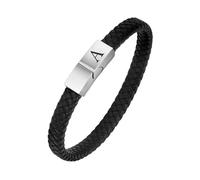 HUIANGLIYG Bracelets en Cuir pour Hommes, Réglables, Tissés Torsadés Faits À La Main, avec Fermoir Magnétique, Empilables, Gravés avec Lettres Az, Cadeaux pour Mari, Père, Fils, Lettre A, 21