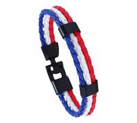 HUIANGLIYG Bracelets En Cuir Pu Avec Drapeau National Pour Hommes Et Femmes, Fait À La Main, Double Couche, Tressé, Avec Fermoir Noir, Bijoux Cadeaux Pour Papa, Petit Ami, Fils, France, 21 Cm