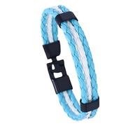 HUIANGLIYG Bracelets En Cuir Pu Avec Drapeau National Pour Hommes Et Femmes, Faits À La Main, Double Couche, Tressés, Avec Fermoir Noir, Bijoux Cadeaux Pour Papa, Petit Ami, Fils, Argentine, 21 Cm