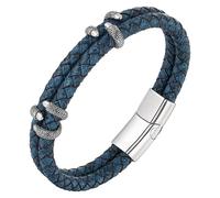 HUIANGLIYG Bracelets En Cuir Tressé À Double Rangée Pour Hommes, Style Viking, Dragon, Griffe, Bracelet Vintage, Punk, Fermoir Magnétique, Pour Homme, Petit Ami, Mari, Bleu, 23 Cm