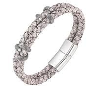 HUIANGLIYG Bracelets En Cuir Tressé À Double Rangée Pour Hommes, Style Viking, Dragon, Griffe, Bracelet Vintage, Punk, Fermoir Magnétique, Pour Homme, Petit Ami, Mari, Blanc, 18,5 Cm