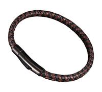 HUIANGLIYG Bracelets En Cuir Tressé Pour Hommes Et Femmes, Simple Bracelet Tissé Avec Boutons-Pression, Unisexe, Classique, Fait À La Main, Pour Couple D'Amitié, Noir-Marron, 19 Cm
