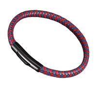 HUIANGLIYG Bracelets En Cuir Tressé Pour Hommes Et Femmes, Simples Bracelets Tissés Avec Boutons-Pression, Unisexe, Classique, Fait À La Main, Pour Couple D'Amitié, Bleu-Rouge, 23 Cm