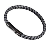HUIANGLIYG Bracelets En Cuir Tressé Pour Hommes Et Femmes, Simples Bracelets Tissés Avec Boutons-Pression, Unisexe, Classique, Fait À La Main, Pour Couple D'Amitié, Noir-Gris, 18 Cm