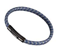 HUIANGLIYG Bracelets En Cuir Tressé Pour Hommes Et Femmes, Simples Bracelets Tissés Avec Boutons-Pression, Unisexe, Classique, Fait À La Main, Pour Couple D'Amitié, Bleu-Gris, 18 Cm