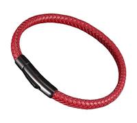 HUIANGLIYG Bracelets En Cuir Tressé Pour Hommes Et Femmes, Simples Bracelets Tissés Avec Boutons-Pression, Unisexe, Classique, Fait À La Main, Pour Couple D'Amitié, Rouge, 21 Cm