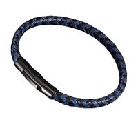 HUIANGLIYG Bracelets En Cuir Tressé Pour Hommes Et Femmes, Simples, Tissés Avec Boutons-Pression, Unisexes, Classiques, Faits À La Main, Pour Couples D'Amitié, Noir Et Bleu, 24 Cm