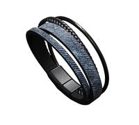 HUIANGLIYG Bracelets pour Hommes en Cuir, Bracelet en Cuir Tressé Texturé À Plusieurs Couches, Bracelet Empilable À Poignet Décontracté, Fermoir Magnétique, Bijoux Décontractés Tendance, Ca