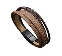 HUIANGLIYG Bracelets pour Hommes en Cuir, Bracelet Tressé Texturé Multicouches, Bracelet Empilable À Poignet Décontracté, Fermoir Magnétique, Bijoux Décontractés Tendance, Cadeau pour Lui Ma