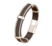 HUIANGLIYG Gourmette Homme,Bracelet en Cuir Tressé À Chaîne Punk pour Hommes, Manchette Empilable Faite À La Main avec Boucle, Bracelet Porte Bonheur Vintage, Bijoux pour Garçons, Accessoires p