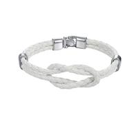 HUIANGLIYG Gourmette Homme,Bracelet en Cuir Véritable pour Homme avec Nœud Infini, Classique, Fait À La Main, Double Rangée Torsadée, Tissé, Symbolique, Amour, Cadeau de Femme À Mari, Blanc,