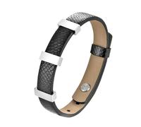 HUIANGLIYG Gourmette Homme,Bracelet en Cuir Véritable pour Homme, Simple, À Clipser, en Cuir de Vache, Noir, Manchette Empilable, avec Accessoires, Style Rétro Punk, Idée Cadeau pour Garçons, U