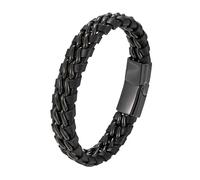 HUIANGLIYG Gourmette Homme,Bracelet en Cuir Véritable Tressé pour Homme, Classique, Double Chaîne, Noir, Fait À La Main, Manchette Empilable, Style Punk Vintage, Charmant, Cadeau pour Papa, Amis