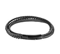 HUIANGLIYG Gourmette Homme,Bracelet Multicouche pour Homme en Cuir de Vache Noir Tressé avec Pierre Naturelle, Bracelet Manchette en Cuir Véritable Tissé À La Main, Chaîne de poignet en Co