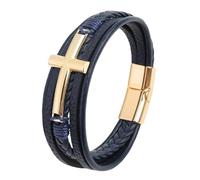 HUIANGLIYG Gourmette Homme,Bracelets Tressés Multicouches en Cuir Véritable avec Fermoir pour Homme, Manchette Croisée, Bracelet Classique Fait À La Main, Tissé Torsadé, Religieux, Cadeau Déc