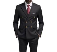 HUIANGLIYG Hommes Blazer Casual Sports Manteaux Pointe Revers Double Boutonnage Veste de Costume Slim Fit Deux Boutons Affaires Blazer Veste avec Poches Solide Smoking pour Banquet de Mariage Noir X