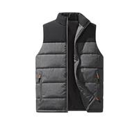 HUIANGLIYG Veste Sans Manches Homme,Men'S Color Block Padded Down Vest Winter Sleeveless Jacket With Zippered Pocket Casual Running Stand Collar Waistcoat Coats For Snow Ski Hiking Black Xxl
