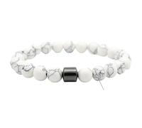 Huianpen Bracelet Pierre Naturelle Homme, 7 Chakra Perles en Pierre Naturelle Magnésite Élastique Blanc Bracelet Mode Porte-Bonheur Bijoux pour Femmes Hommes Cadeau d'anniversaire