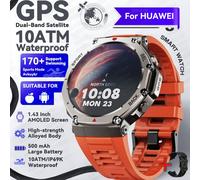 Huiawe-Montre Intelligente Gps Pour Homme,10iko,Ip69k,Étanche,Boussole,Altimètre,Barométrique,2025,Bracelet Amoled,1.43 -Rouge Silicone-Gps Smart Watch