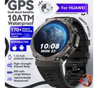 Huiawe-Montre Intelligente Gps Pour Homme,10iko,Ip69k,Étanche,Boussole,Altimètre,Barométrique,2025,Bracelet Amoled,1.43 -Noir Silicone-Gps Smart Watch