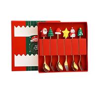 huiba Cuillère fourchette Set pour Noël, sûr durable, délicat, Noël, cuillère et fourchette, cadeau - beau coffret cadeau réutilisable mignon pour camarades de classe, collègues, amis