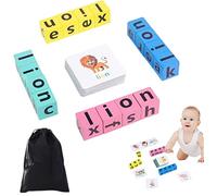 huiba Mots d'orthographe drôles en bois - Alphabet Lettre Mot Jeu d'orthographe avec 40 cartes Flash | Jeu de Mémoire préscolaire avec Lettres assorties pour Filles d'âge préscolaire