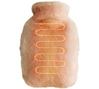 huiba Sac d'eau chaude avec revêtement en polaire | Sac d'eau chaude avec couvercle pour poche pour les mains | Chauffe-pieds, cou et épaules en fausse fourrure de lapin de 1000 ml