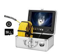 HUIBBGO Caméra d'inspection de canalisations 9 Pouces, Moniteur 13 mm, avec DVR, Carte TF 16 Go, Endoscope Industriel pour Drainage des eaux usées, 20 m