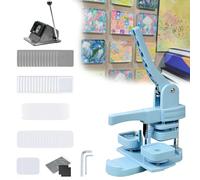 HUIBBGO Machine à Badges, aimants de réfrigérateur carrés 50 x 50 mm, Machine à aimants Photo DIY, avec Coupe-Papier et 100 Composants, pour la création de Boutons personnalisés