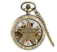 HUIBBGO Montre de Poche à Quartz en Bronze Antique Saint Seiya avec Couvercle en Pentagramme Creux