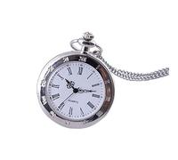 HUIBBGO Montre de Poche à Quartz rétro pour Couple Homme et Femme, Montre de Poche à Suspendre, Forme commémorative, Cadran Romain, Argent