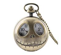 HUIBBGO Montre de Poche à Quartz Tim Burton The Nightmare avec Pendentif en Forme de Grenouille rétro et Grands Yeux Jack Skellington