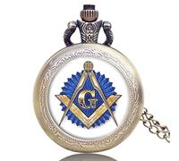 HUIBBGO Montre de Poche en Bronze Antique avec Collier à Chaîne Maçonnique pour Hommes et Femmes, Adultes, Amateurs d'Histoire et de Symbolisme, Cadeau Parfait pour Occasions Formelles