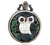 HUIBBGO Montre de Poche Vintage en Bronze avec Hibou Noir et Quartz pour Femme et Homme