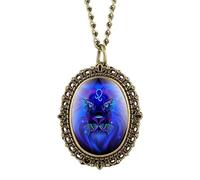 HUIBBGO Nouvelle Montre de Poche Ovale Astrologique 12 Constellations Collier Pendentif Zodiaque Bleu Fluorescent Unique Cadeau d'anniversaire à Quartz pour ami