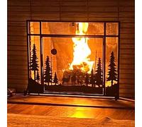 HUIBBGO Pare-feu décoratif Noir Fire Guard pour cheminée, Pare-feu autoportant pour Salon/Foyer Ouvert/bûcheron, Finition vieillie, barrière Anti-étincelles et Flammes