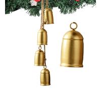 HuiDao Cloches de Noël, cloches de vache dorées, décoration de Noël d'intérieur, cloches rustiques en laiton vintage à suspendre pour décoration d'arbre de Noël, poignée de porte (Doliform), CB-T01