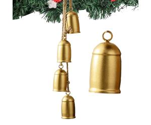 HuiDao Cloches de Noël, cloches de vache dorées, décoration de Noël d'intérieur, cloches rustiques en laiton vintage à suspendre pour décoration d'arbre de Noël, poignée de porte (Doliform), CB-T01