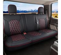 Huidasource Housses de siège arrière F150 - Housse de Coussin de siège en Cuir à Dossier Fendu pour Ford F150 SuperCrew 2015-2024 et F250 F350 F450 2017-2024 à Cabine Double (rangée arrière, Noir et