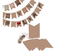 通用 Huieago Lot de 30 fanions en papier kraft - Créez votre propre kit de fanions avec ficelle de jute pour décorations de fête de jardin, fournitures de décoration d'extérieur et de fête, bannières