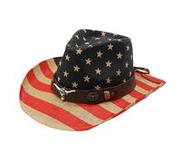 HUIFACAI Chapeau de cowboy graffiti motif drapeau américain pour homme chapeau de cowboy occidental modèle spectacle chapeau de cowboy adulte avec décorations de tête de bœuf, b, as the pic show