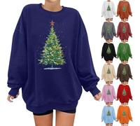 HUIFUAO All Booked for Christmas Sweatshirt for Women Funny Book Christmas Tree Graphic Sweatshirts de Noël Grande taille Tops à manches longues Pull Tendance Festival Tenues Costumes, Z04 Vert, S