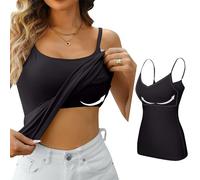 HUIFUAO Camisole pour Femme avec Soutien-Gorge intégré - Débardeur Blanc Sexy pour l'été - Débardeur Basique avec Soutien-Gorge intégré, A01 Noir, XL