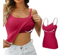 HUIFUAO Camisole pour Femme avec Soutien-Gorge intégré - Débardeur Blanc Sexy pour l'été - Débardeur Basique avec Soutien-Gorge intégré, A02 Rouge., XL