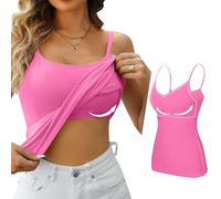 HUIFUAO Camisole pour Femme avec Soutien-Gorge intégré - Débardeur Blanc Sexy pour l'été - Débardeur Basique avec Soutien-Gorge intégré, A02 Rose Vif, Taille XXXXL